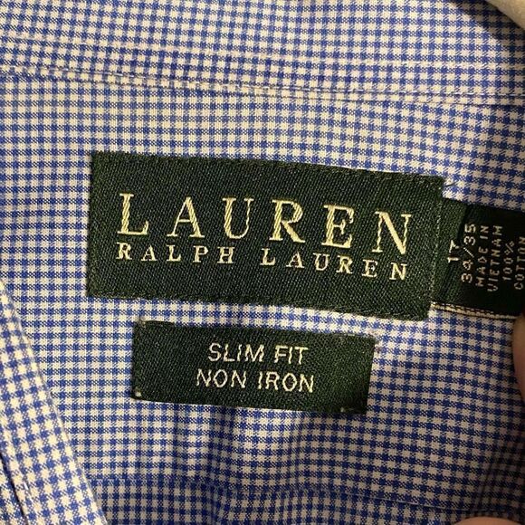Lauren Ralph Lauren Blue White Checked Button Down Shirt Size 17 - Picture 6 of 6